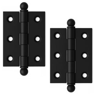 2" x 1-1/2" Cabinet Hinge, w/ Ball Tips, Solid Brass - Matte Black