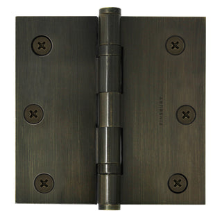 3.5 x 3.5 Inch Solid Brass Ball Bearing Door Hinge - Antique Brass (US5) - Finsbury Hardware 