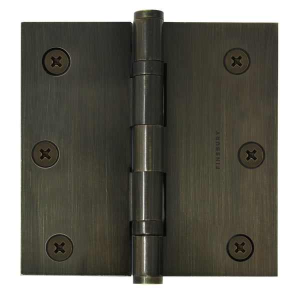3.5 x 3.5 Inch Solid Brass Ball Bearing Door Hinge - Antique Brass (US5)