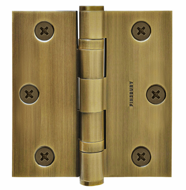 3x3 Inch Solid Brass Ball Bearing Door Hinge - French Antique