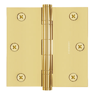 3.5 x 3.5 Inch Solid Brass Ball Bearing Door Hinge - Polished Brass (US3) - Finsbury Hardware