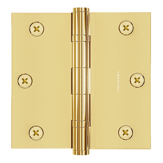 3x3 Inch Solid Brass Ball Bearing Door Hinge - Non Lacquered Polished Brass