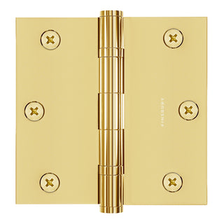 3.5 x 3.5 Inch Solid Brass Ball Bearing Door Hinge - Non Lacquered Polished Brass