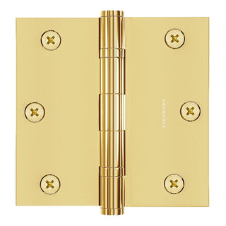 3x3 Inch Solid Brass Ball Bearing Door Hinge - Polished Brass (US3) - Finsbury Hardware