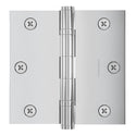 3.5 x 3.5 Inch Solid Brass Ball Bearing Door Hinge - Polished Chrome (US26)