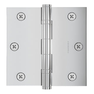 3.5 x 3.5 Inch Solid Brass Ball Bearing Door Hinge - Polished Chrome (US26) - Finsbury Hardware