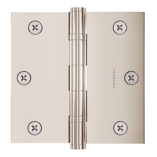 3x3 Inch Solid Brass Ball Bearing Door Hinge - Polished Nickel (US14) - Finsbury Hardware