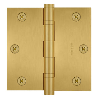 3.5 x 3.5 Inch Solid Brass Ball Bearing Door Hinge - Satin Brass (US4) - Finsbury Hardware