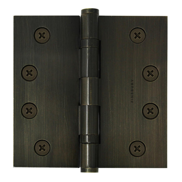 4x4 Inch Solid Brass Ball Bearing Door Hinge - Antique Brass (US5)