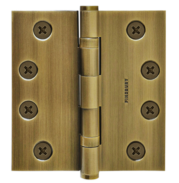 4x4 Inch Solid Brass Ball Bearing Door Hinge - French Antique