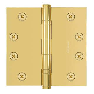 4.5 x 4.5 Inch Solid Brass Ball Bearing Door Hinge - Polished Brass (US3) - Finsbury Hardware 