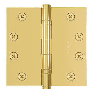 4.5 x 4.5 Inch Solid Brass Ball Bearing Door Hinge - Polished Brass (US3) - Finsbury Hardware