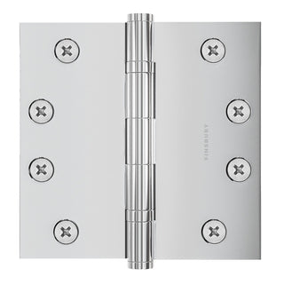 4.5 x 4.5 Inch Solid Brass Ball Bearing Door Hinge - Polished Chrome (US26) - Finsbury Hardware