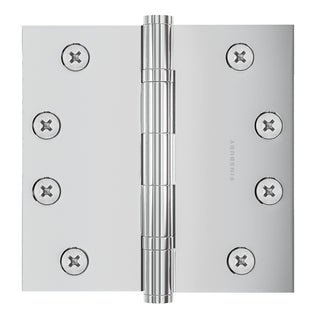 4x4 Inch Solid Brass Ball Bearing Door Hinge - Polished Chrome (US26) - Finsbury Hardware