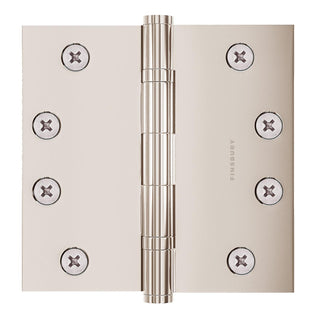 4.5 x 4.5 Inch Solid Brass Ball Bearing Door Hinge - Polished Nickel (US14) - Finsbury Hardware