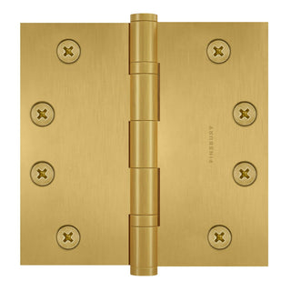 4.5 x 4.5 Inch Solid Brass Ball Bearing Door Hinge - Satin Brass (US4) - Finsbury Hardware 