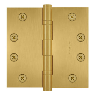 4.5 x 4.5 Inch Solid Brass Ball Bearing Door Hinge - Satin Brass (US4) - Finsbury Hardware