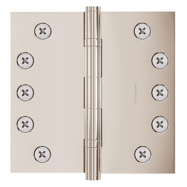 5x5 Inch Solid Brass Ball Bearing Door Hinge - Polished Nickel (US14)