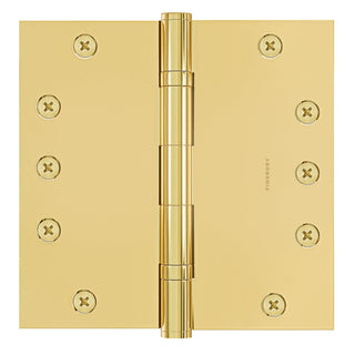 6x6 Inch Solid Brass Ball Bearing Door Hinge - Non Lacquered Polished Brass