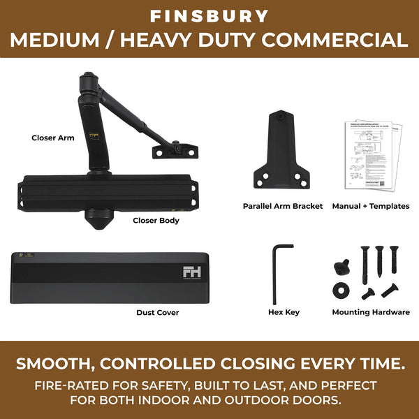 Medium/Heavy Duty Door Closer - Matte Black Finish