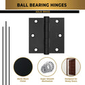 3.5x3.5" NRP steel ball bearing hinge, Matte Black