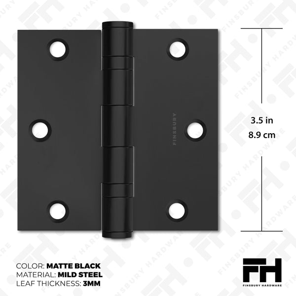 3.5x3.5" NRP steel ball bearing hinge, Matte Black
