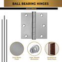 3.5x3.5" NRP steel ball bearing hinge, Matte Silver