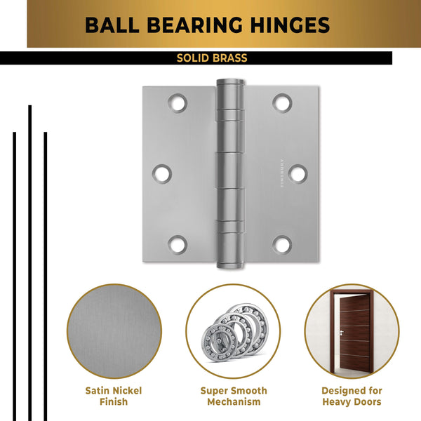 3.5x3.5" NRP steel ball bearing hinge, Matte Silver