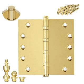 5x5 Inch Solid Brass Ball Bearing Entrance Door Hinge - Polished Brass (Super Heavy Duty 5MM)