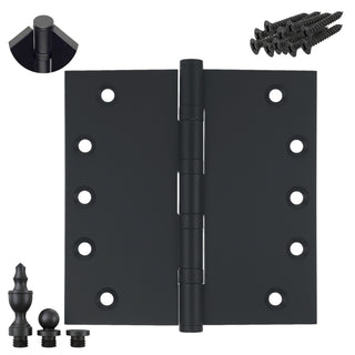 5x5 Inch Solid Brass Ball Bearing Entrance Door Hinge - Matte Black (Super Heavy Duty 5MM)