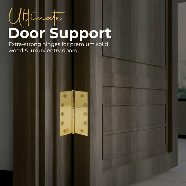 5x5 Inch Solid Brass Ball Bearing Entrance Door Hinge - Polished Brass (Super Heavy Duty 5MM)