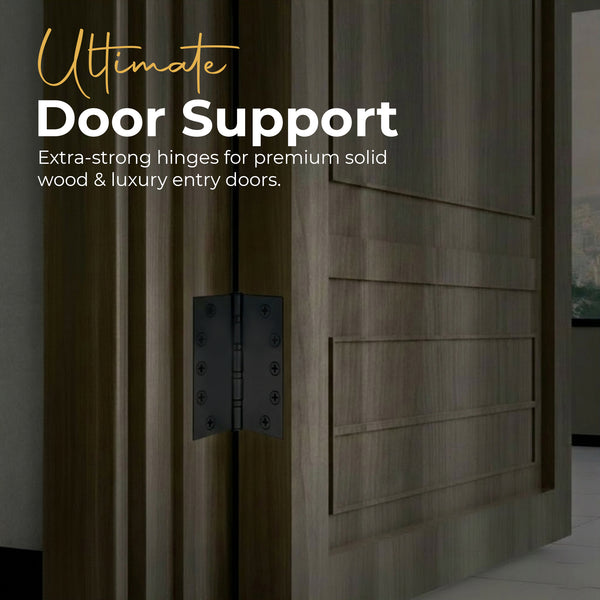 5x5 Inch Solid Brass Ball Bearing Entrance Door Hinge - Matte Black (Super Heavy Duty 5MM)