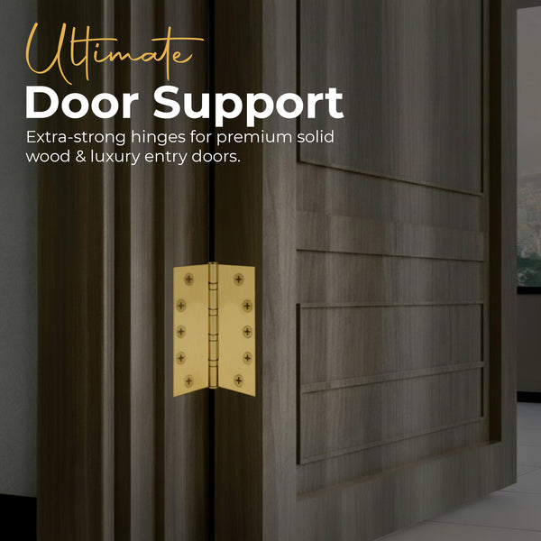 5x5 Inch Solid Brass Ball Bearing Entrance Door Hinge - Satin Brass (Super Heavy Duty 5MM)