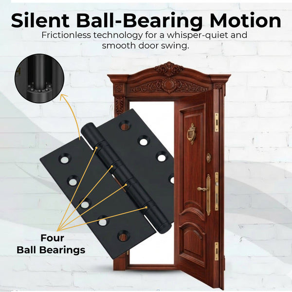 5x5 Inch Solid Brass Ball Bearing Entrance Door Hinge - Matte Black (Super Heavy Duty 5MM)