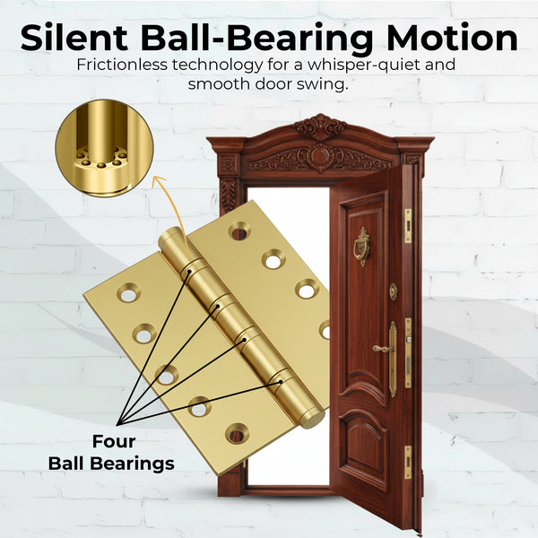 5x5 Inch Solid Brass Ball Bearing Entrance Door Hinge - Satin Brass (Super Heavy Duty 5MM)