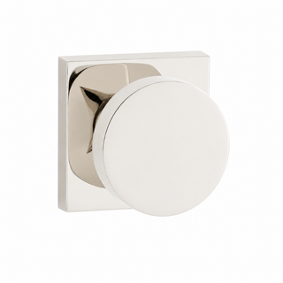 Round Door Knob Set with Square Rosette – Polished Nickel Finish (US14)