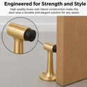 Heavy Duty 6″ Floor-Mount Door Stop – Solid Brass, Commercial Grade (Satin Brass)