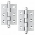 2" x 1-1/2" Cabinet Hinge, w/ Ball Tips, Solid Brass - Polished Chrome - 1 Pair