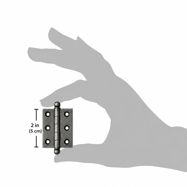 2" x 1-1/2" Cabinet Hinge, w/ Ball Tips, Solid Brass - Pewter - 1 Pair