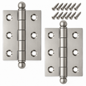 2" x 1-1/2" Cabinet Hinge, w/ Ball Tips, Solid Brass - Satin Nickel - 1 Pair