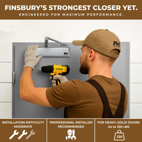 Extra Heavy Duty Commercial Door Closer Cast Iron - Aluminum Finish