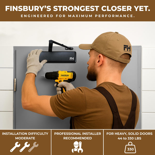 Extra Heavy Duty Commercial Door Closer Cast Iron - Matte Black Finish