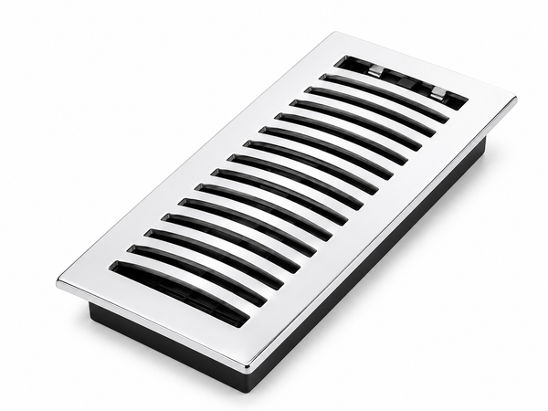 Modern Floor Vent with Adjustable Air Flow Satin – Standard 4"×10" Opening  – Satin Nickel Finish (US15)