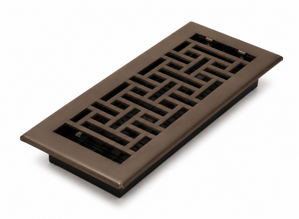 Floor Vent with Geometric Design and Adjustable Air Flow – Standard 4"×10" – Bronze Finish
