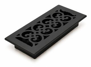 Floor Vent with Scroll Design and Adjustable Air Flow – Standard 4"×10" – Matte Black Finish (US19)