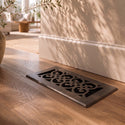 Floor Vent with Scroll Design and Adjustable Air Flow – Standard 4"×10" – Bronze Finish