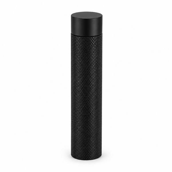 3" Wall-Mount Knurled Round Post Door Stop – Solid Brass, Residential Grade, Flat Black (US19)