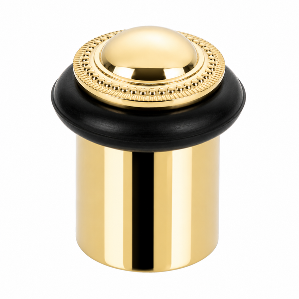 Heavy Duty Solid Brass Floor Door Stop Rope Low Profile 1-3/4" Polished Brass Finish (US3)