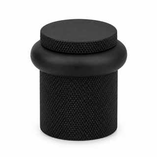 Heavy Duty Solid Brass Floor Door Stop Knurled Low Profile 1-3/4" Matte Black Finish (US19)