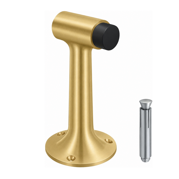 Heavy Duty 6″ Floor-Mount Door Stop – Solid Brass, Commercial Grade (Satin Brass)